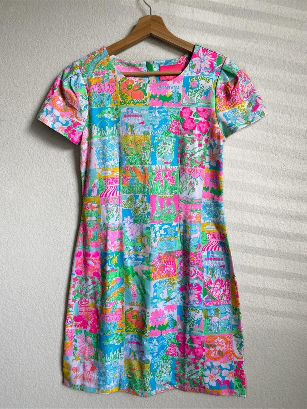Lilly Pulitzer State Of Mind Chantal Short Sleeve Mini Dress Patchwork Small